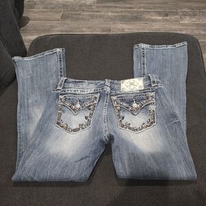 Miss Me Light Blue Boot Cut Jeans with Embellished Pockets